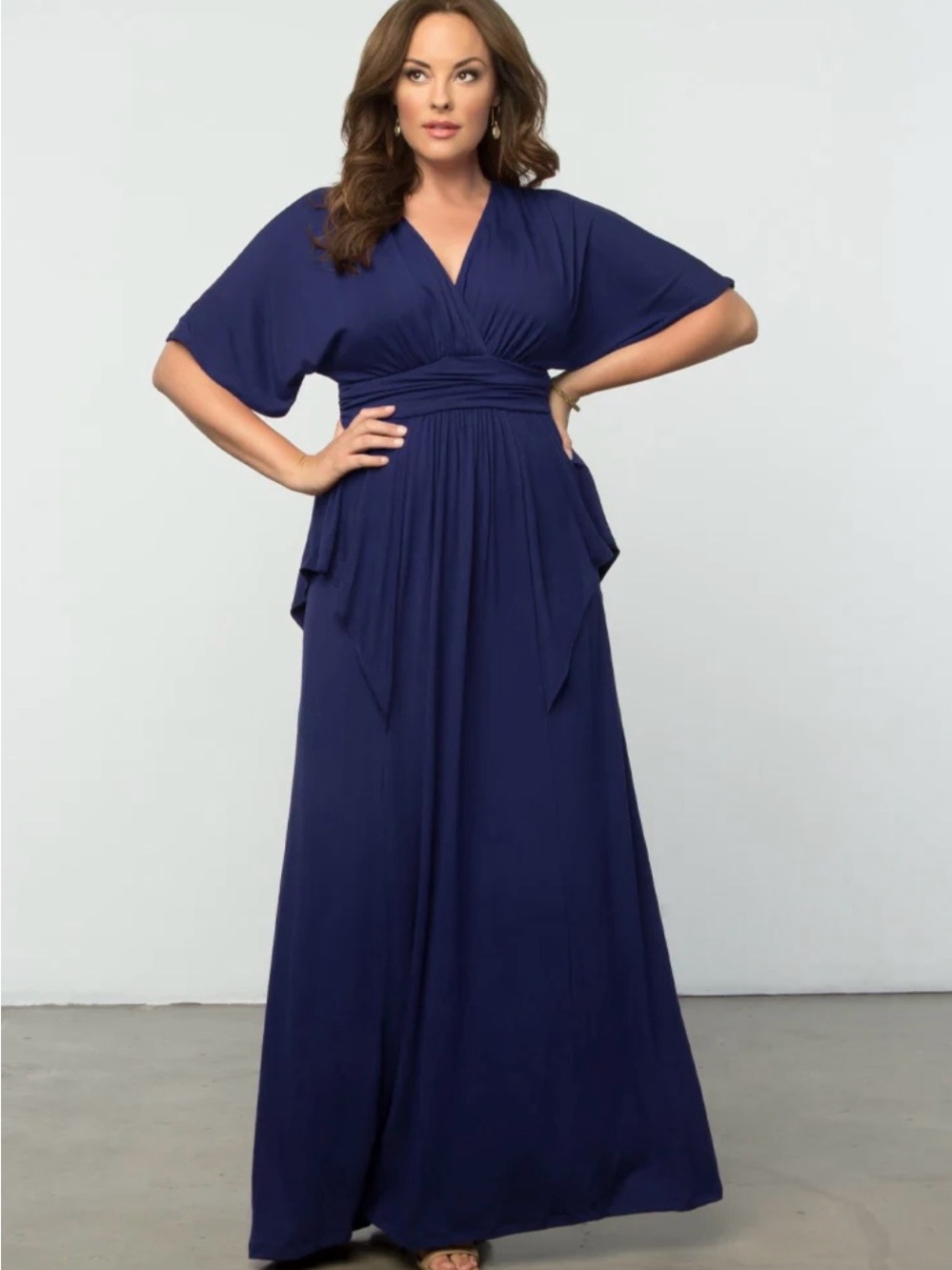 Kiyonna Navy Blue Indie Flair Maxi Dress Rayon Plus Size 2X (18-20)